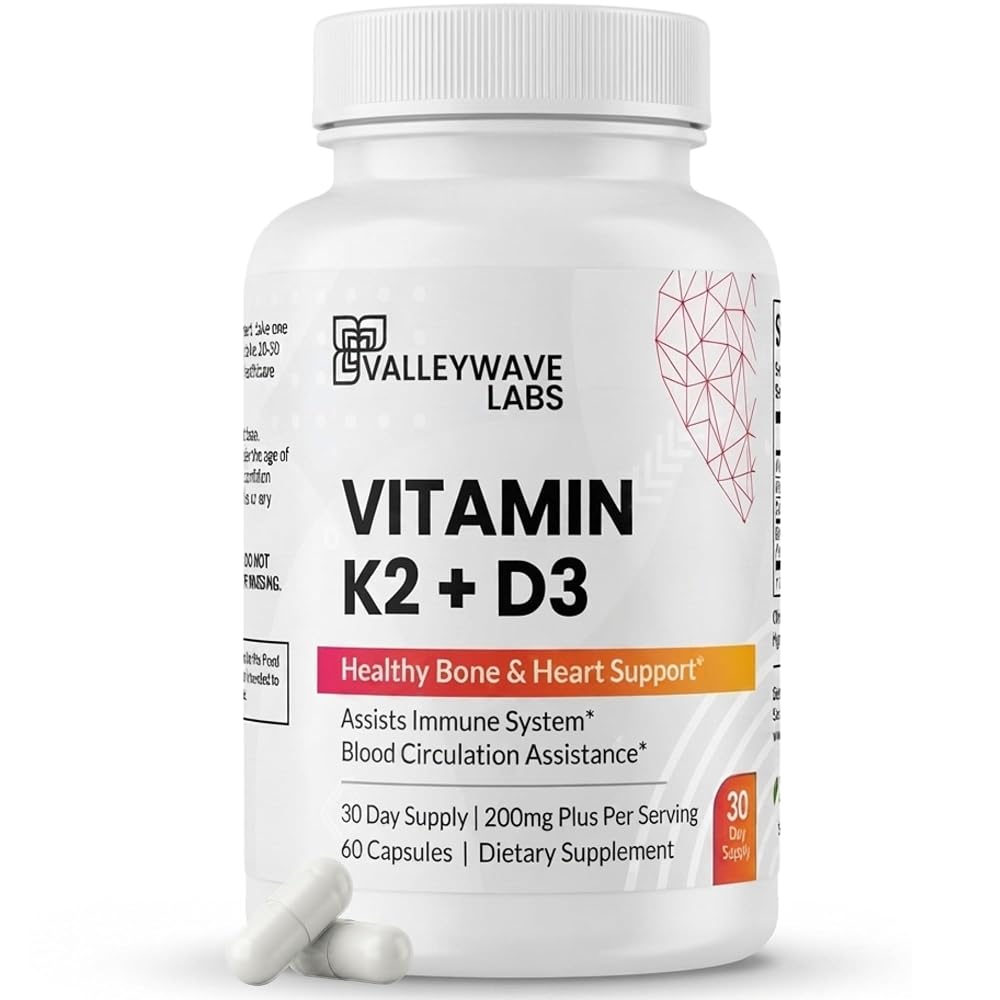 Valleywave Labs Vitamin D3 5000 IU + K2 MK7 with Calcium - 60 Capsules