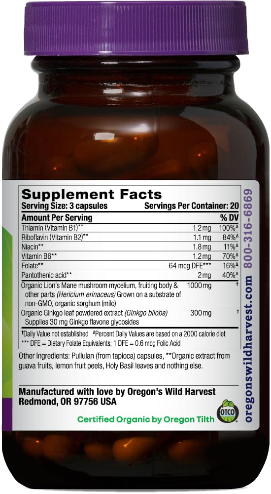 Oregon's Wild Harvest Lion's Mane Plus Brain & Memory Support - 60 Capsules - image 2