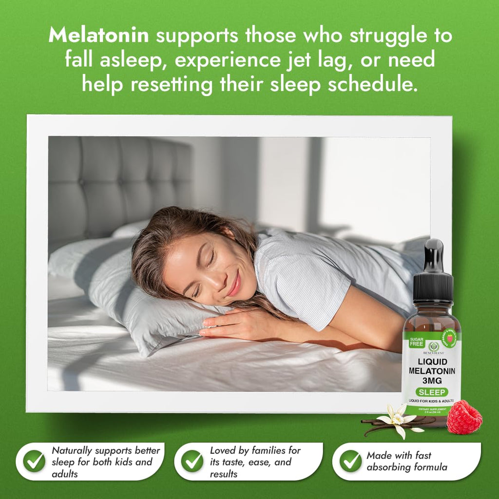 Benevolent Nourishment Liquid Melatonin Drops 3mg Sleep Support - 2 Fl Oz - image 3