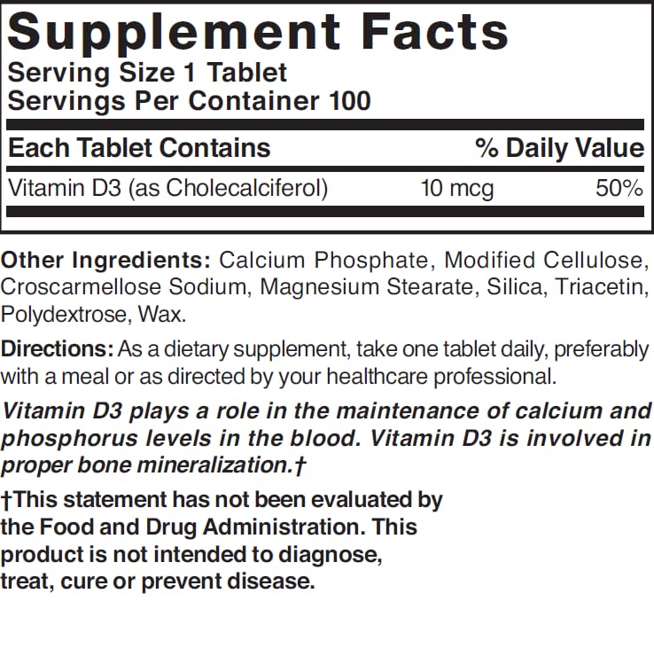 Nature's Blend Vitamin D 400 IU - 100 Tablets - image 3