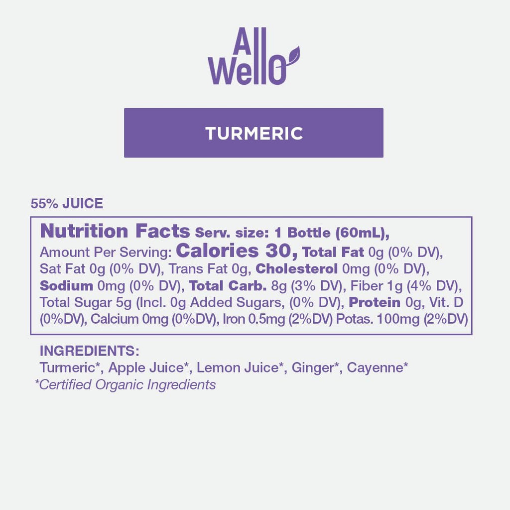 ALLWELLO Cold-Pressed Ginger Shot, 60 mL, USDA Organic, NONGMO