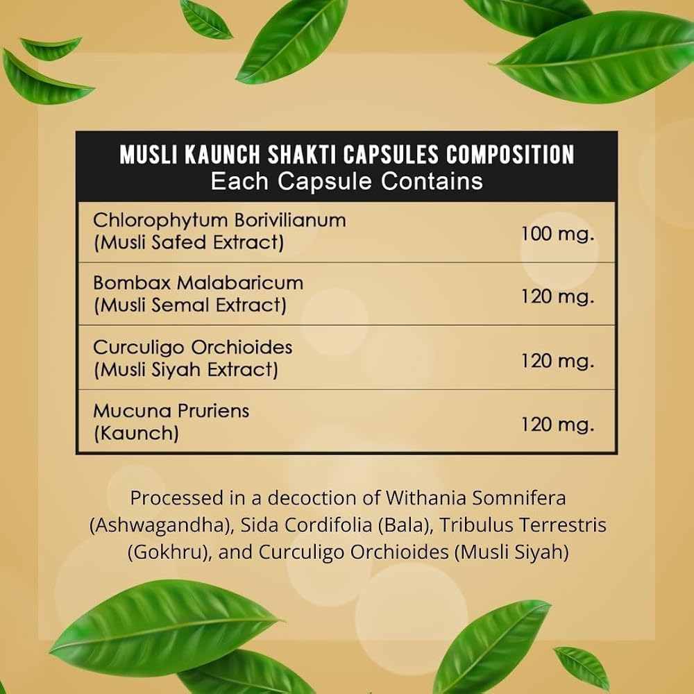 Generic Musli Kaunch Shakti Herbal Supplement - 72 Capsules - image 3