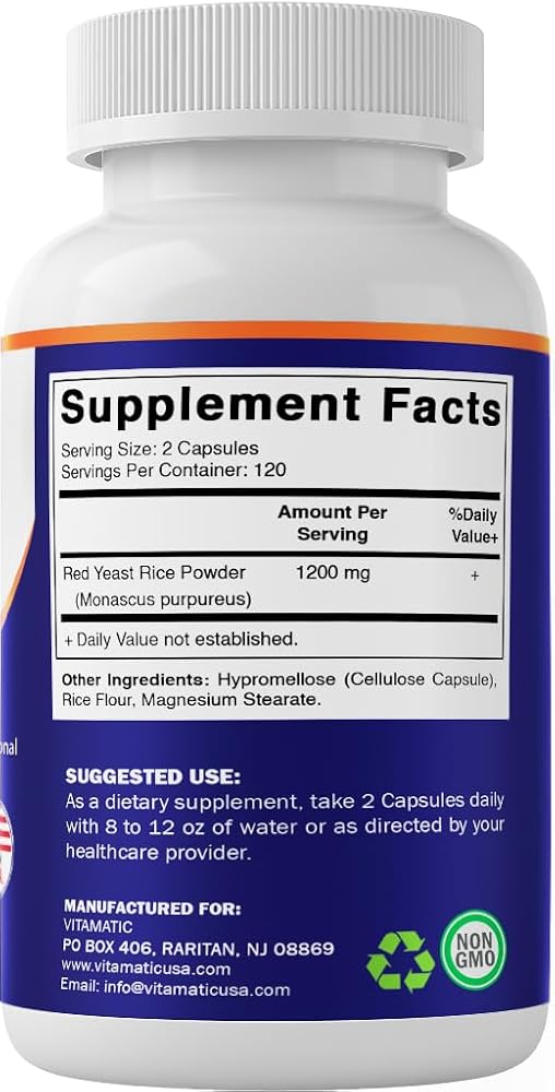 Vitamatic Red Yeast Rice 1200 mg - 240 Vegetarian Capsules - image 9