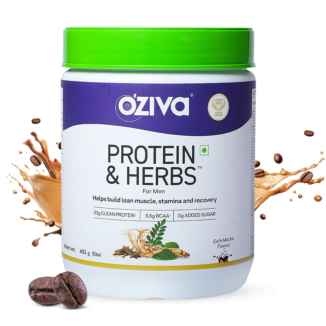 OZiva Protein & Herbs Men with Multivitamins for Stamina - 1.1 lbs