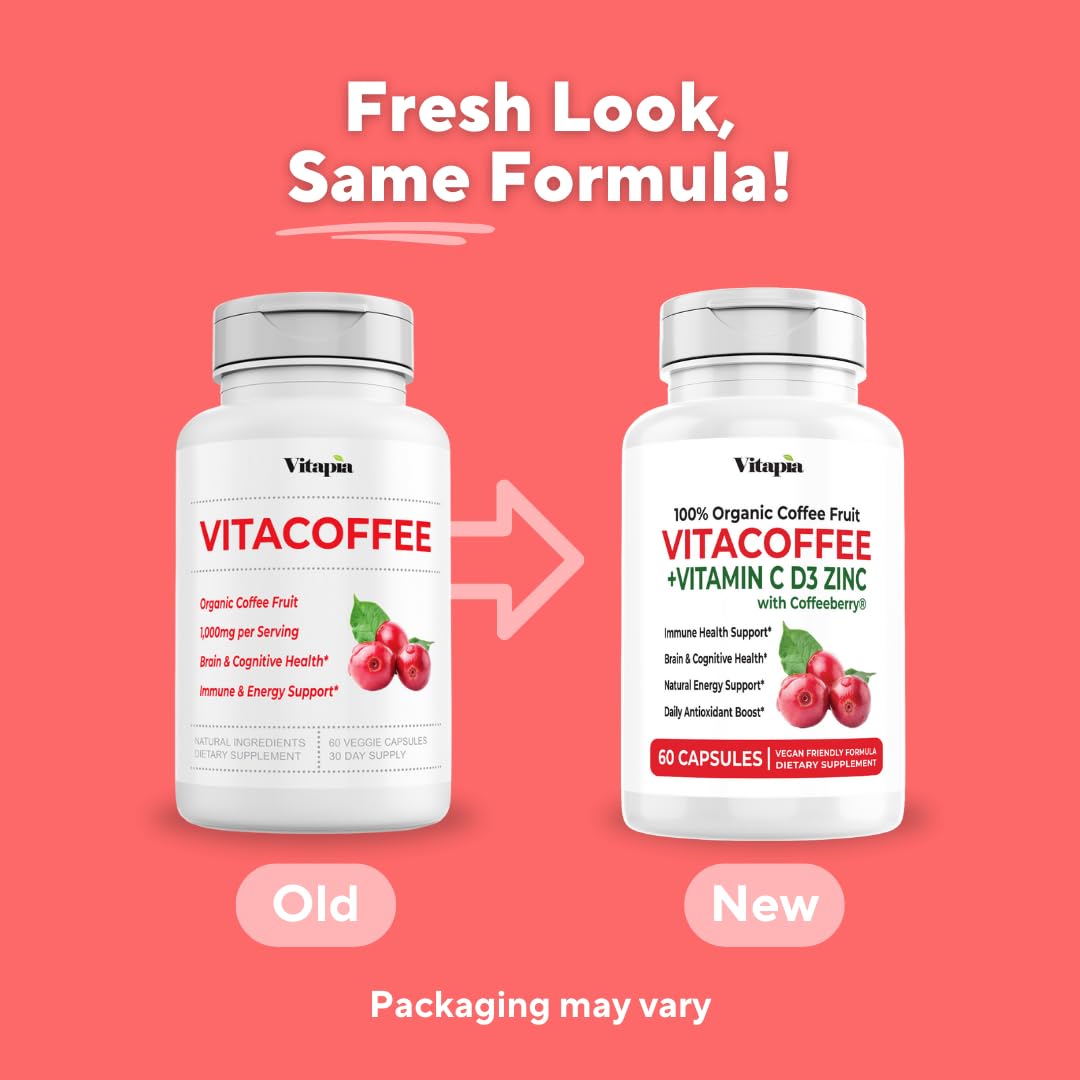 Vitapia Vitacoffee Caffeine Pills Energy & Focus - 60 Vegetarian Capsules - image 3