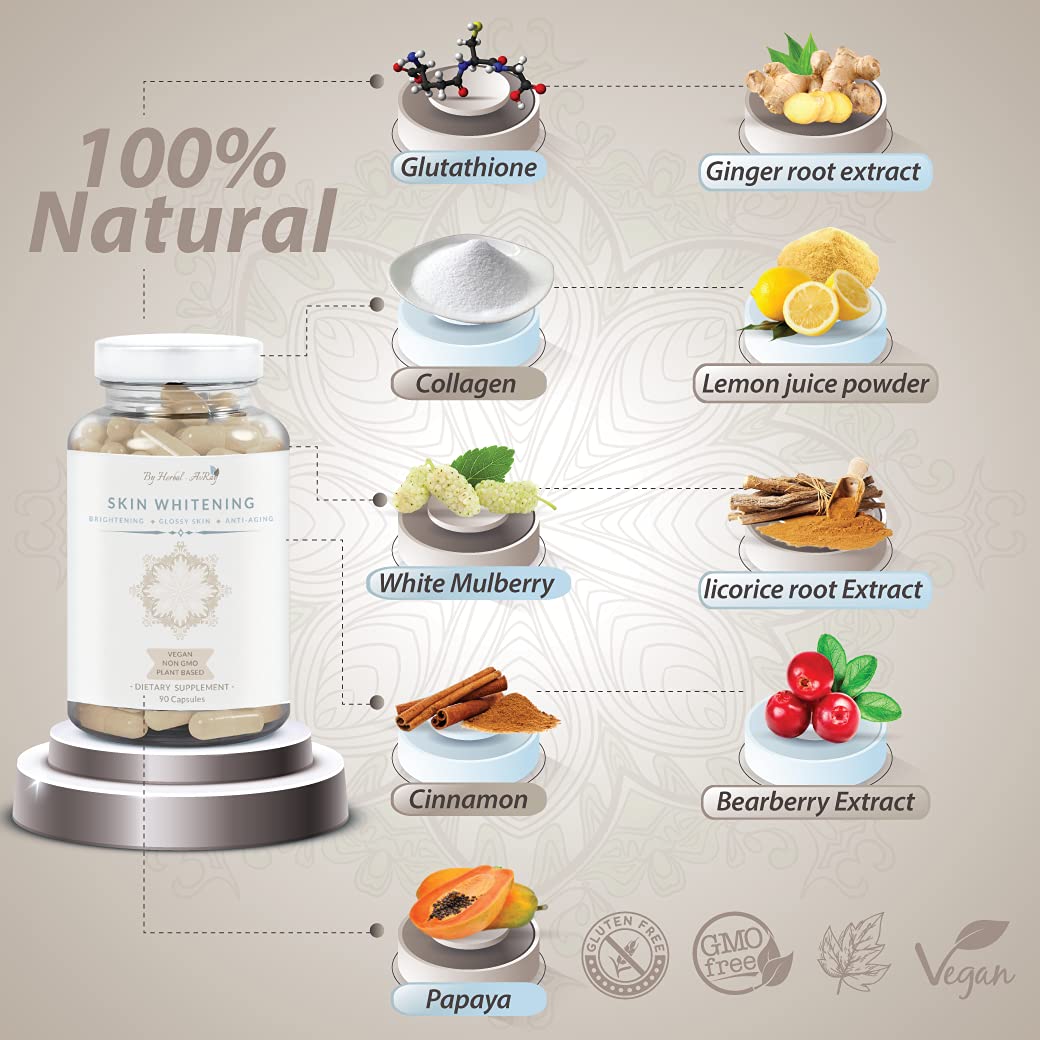 Herbal-avRay Glutathione Skin Whitening Capsules - 90 Vegan Capsules - image 3