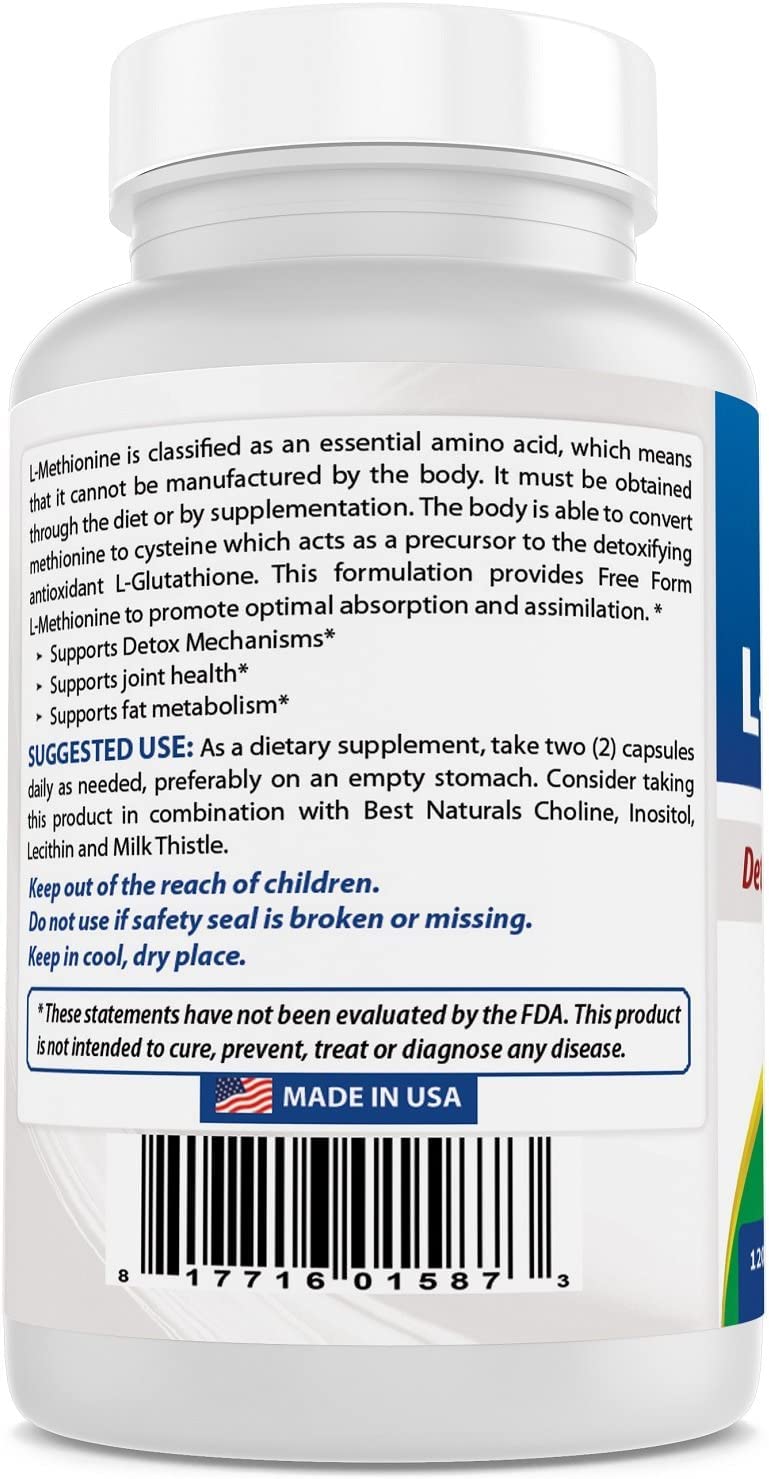 Best Naturals L-Methionine 500 mg - 120 Vegetarian Capsules - image 6
