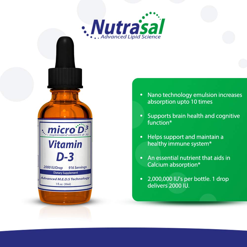 Nutrasal Micro D3 Vitamin D-3 Drops 2 Million IU - 1 Fl Oz - image 3