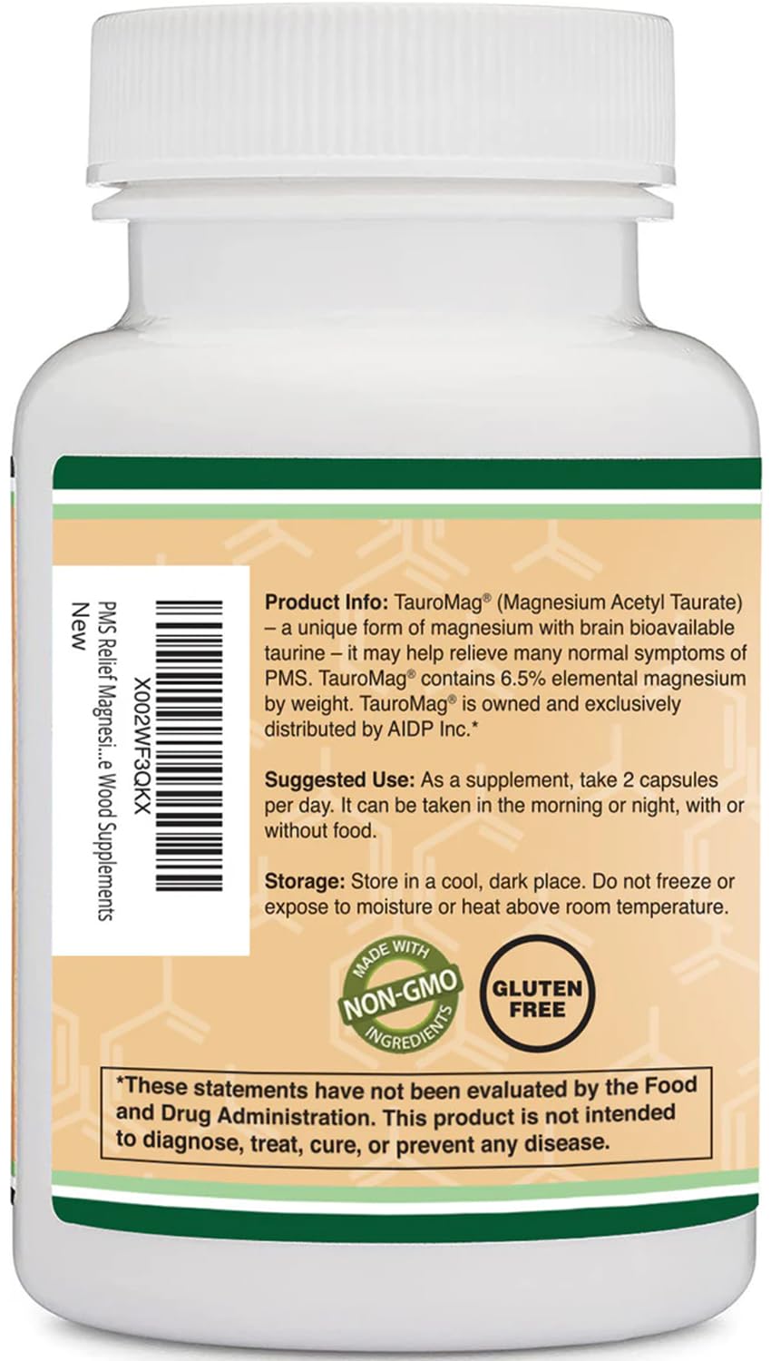 Double Wood Supplements Magnesium Taurate Supplement for Cardiovascular Health