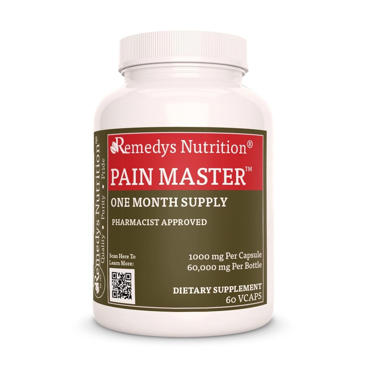 Remedy's Nutrition Pain Master Herbal Supplement - 60 Vegan Capsules
