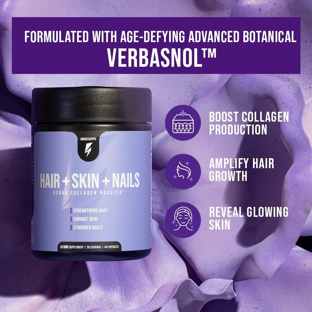 InnoSupps Hair + Skin + Nails Supplement Vegan Collagen - 60 Capsules - image 2
