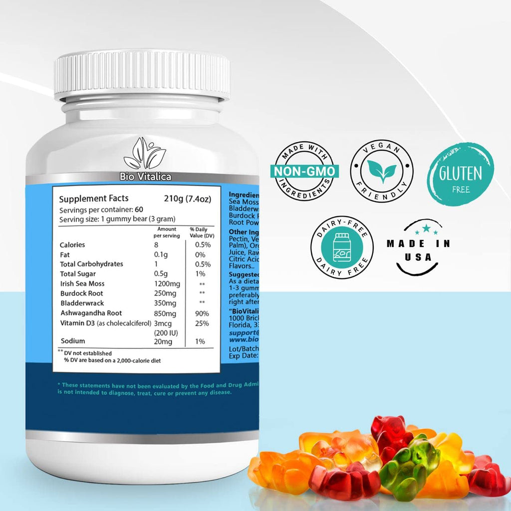 BIO VITALICA Sea Moss Ashwagandha Gummies for Women & Men