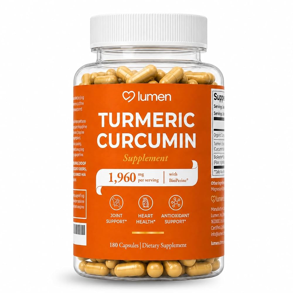 Lumen Naturals Turmeric Curcumin Supplement with Black Pepper - 180 Capsules