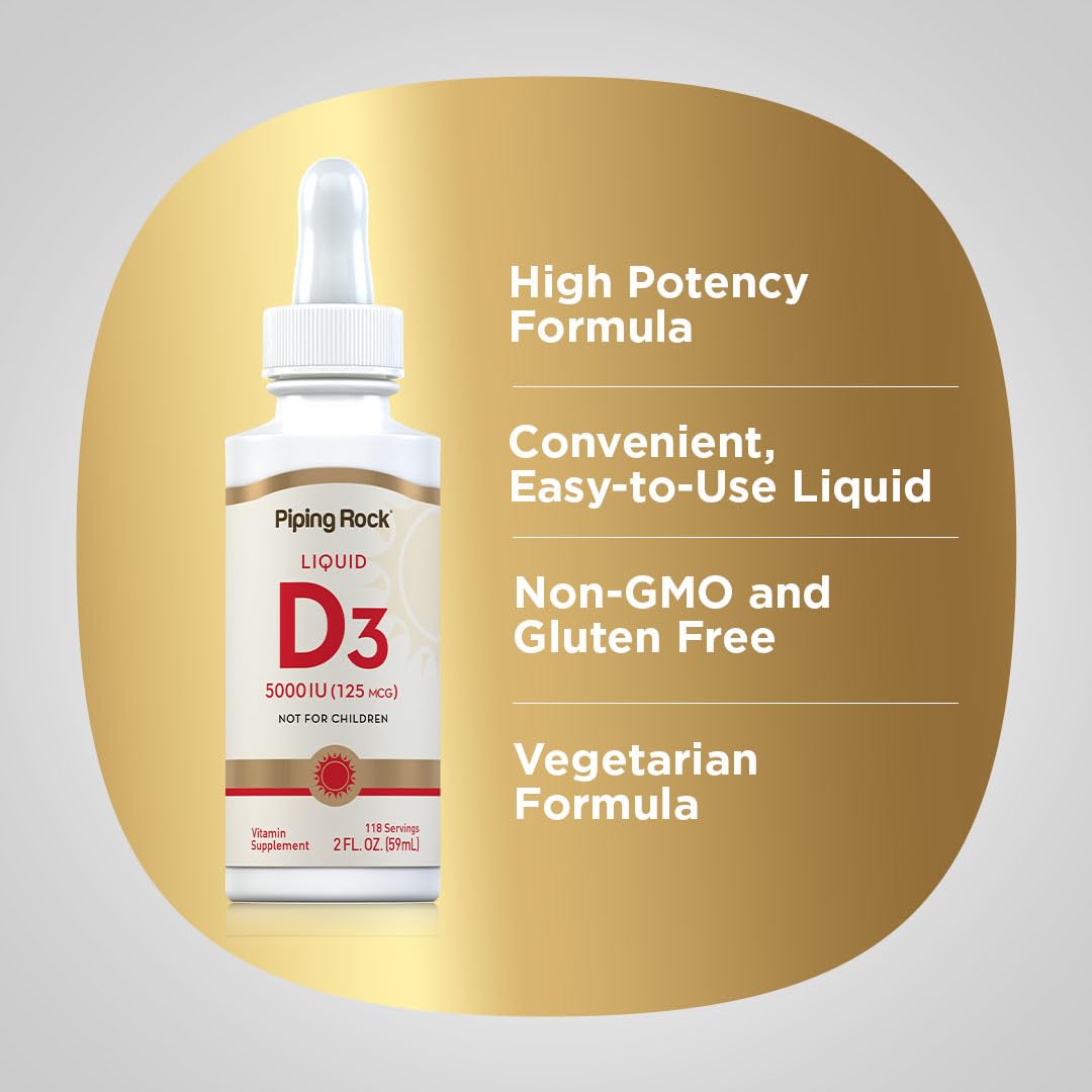 Piping Rock Vitamin D3 Liquid 5000 IU - 2 Fl Oz - image 4