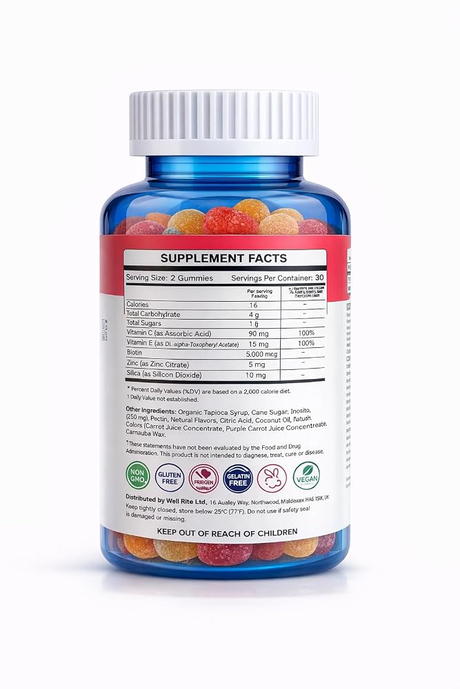 Wellrite Glow Skin Gummy Vitamins Apple Flavored - 60 Gummies - image 2