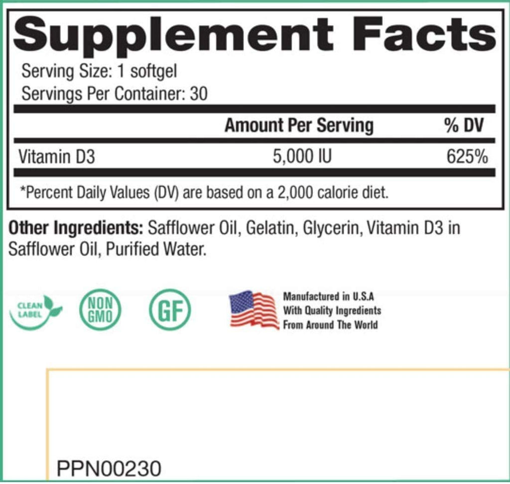 Peak Pure & Natural D3 Vitamin D3 Supplement - 30 Servings - image 2