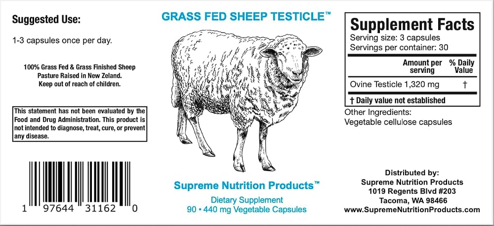 Supreme Nutrition Sheep Testicle - 100% Grass Fed and Finished in New
