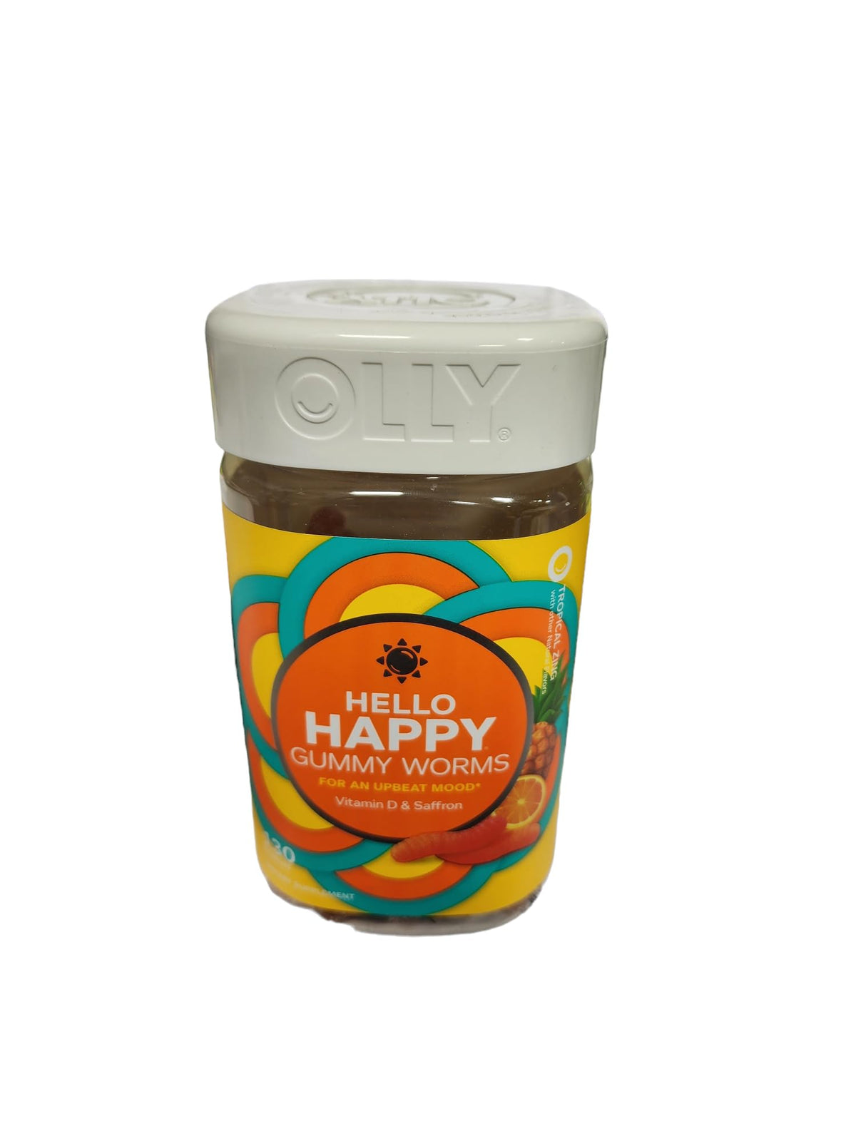 OLLY Hello Happy Gummy Worms Tropical Zing - 130 Count