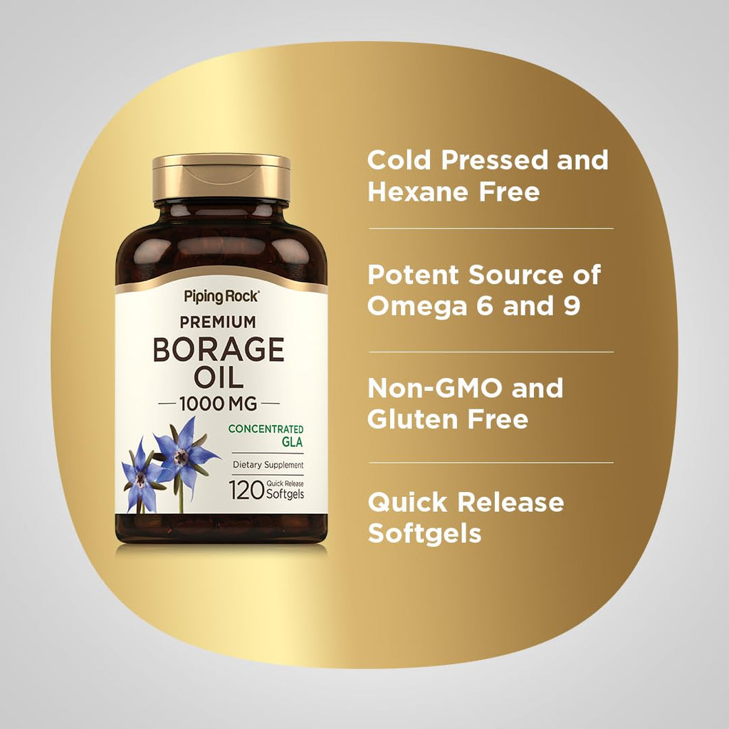 Piping Rock Borage Oil Supplement 1000mg - 120 Softgels - image 4