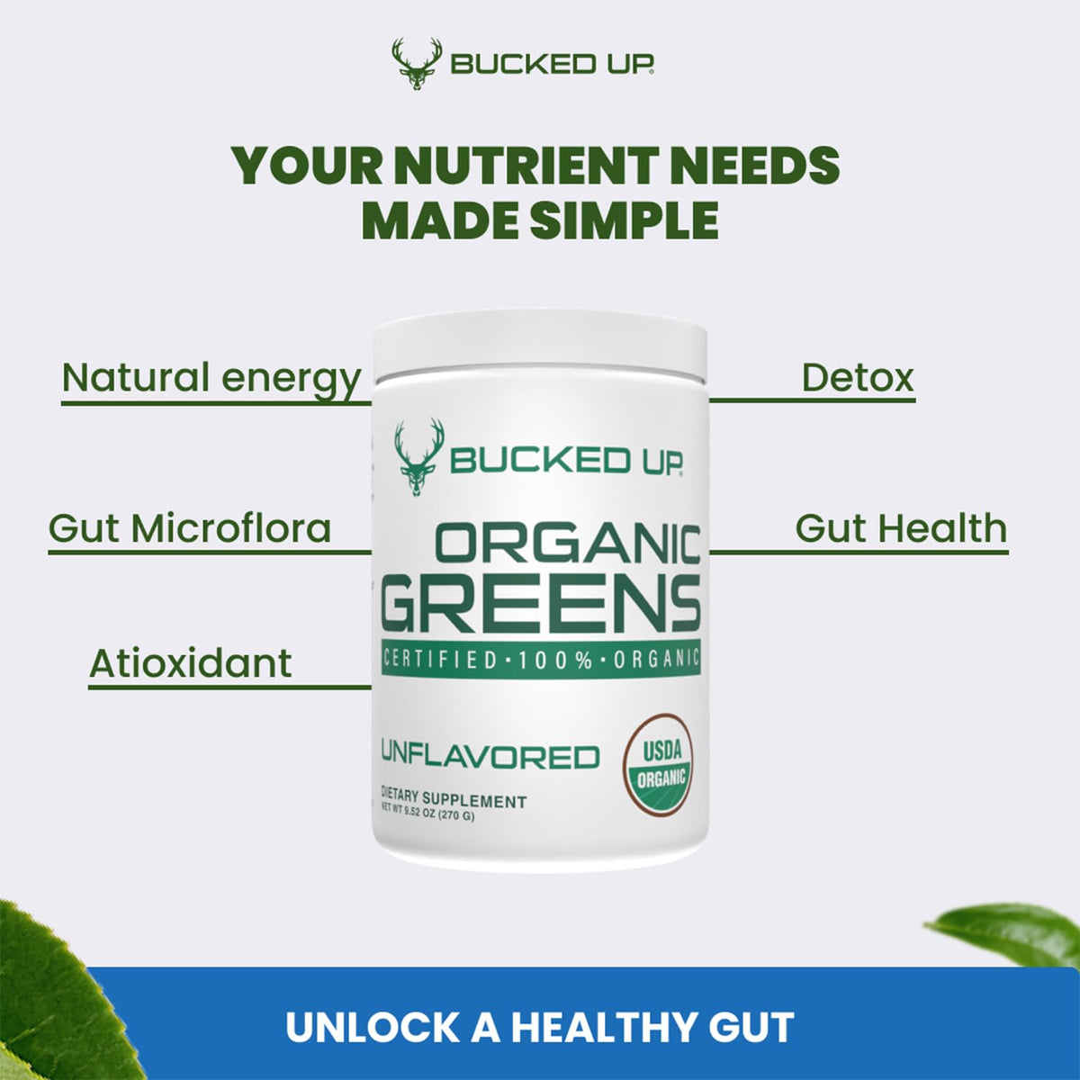Bucked Up Greens Superfood Powder Unflavored - 30 Servings - image 5