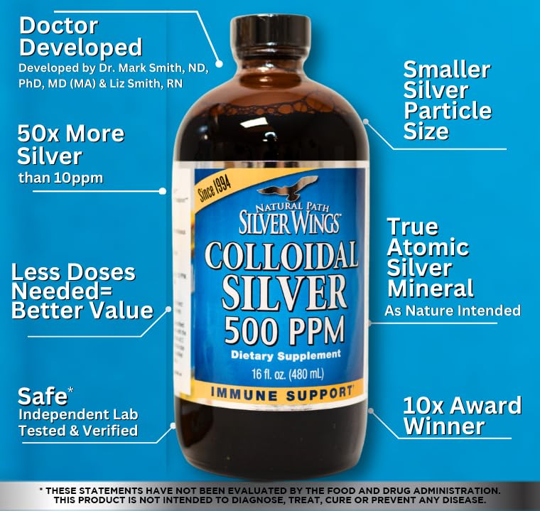 Natural Path Silver Wings Colloidal Silver 500 ppm - 1 oz & 16 oz - image 4