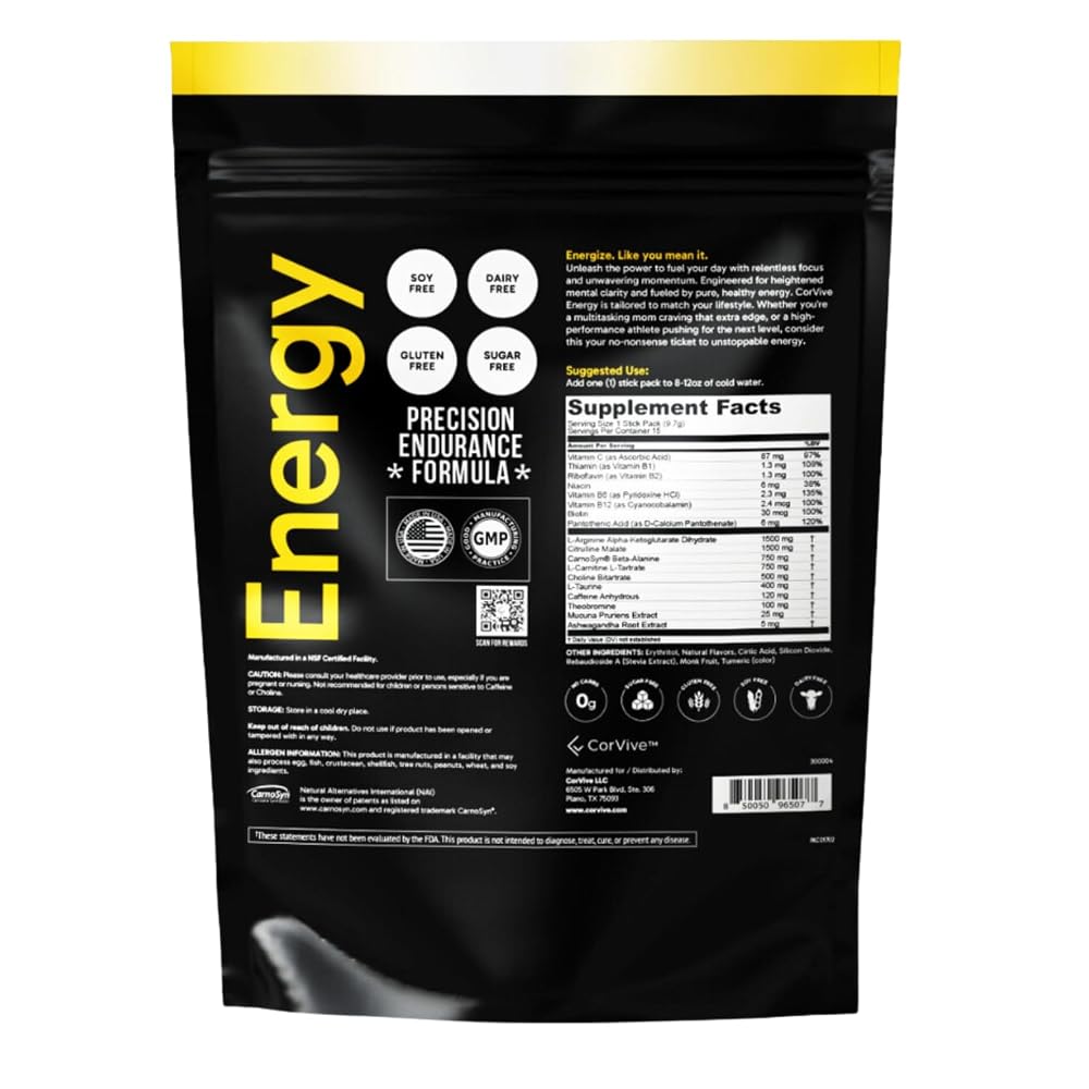 CorVive Energy Natural Energy & Focus Supplement - 15 Stick Packs - image 2