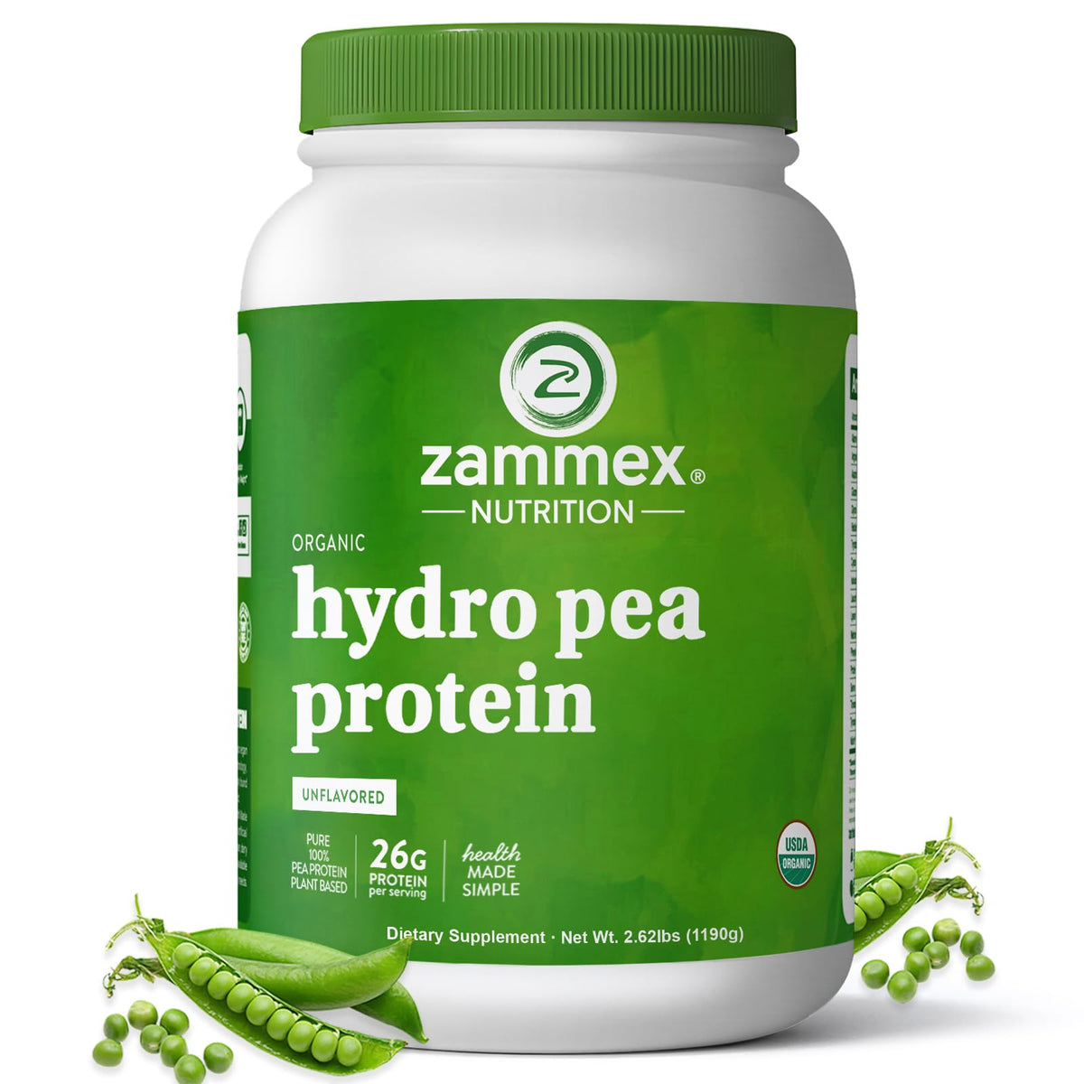 Zammex Organic Pea Protein Powder 26g - 2.62lbs