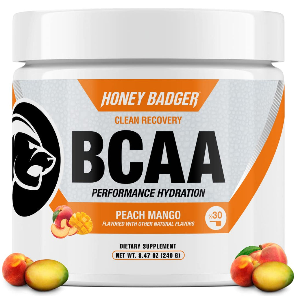 Honey Badger BCAA + EAA Amino Acids Powder for Muscle Recovery - 30 Servings