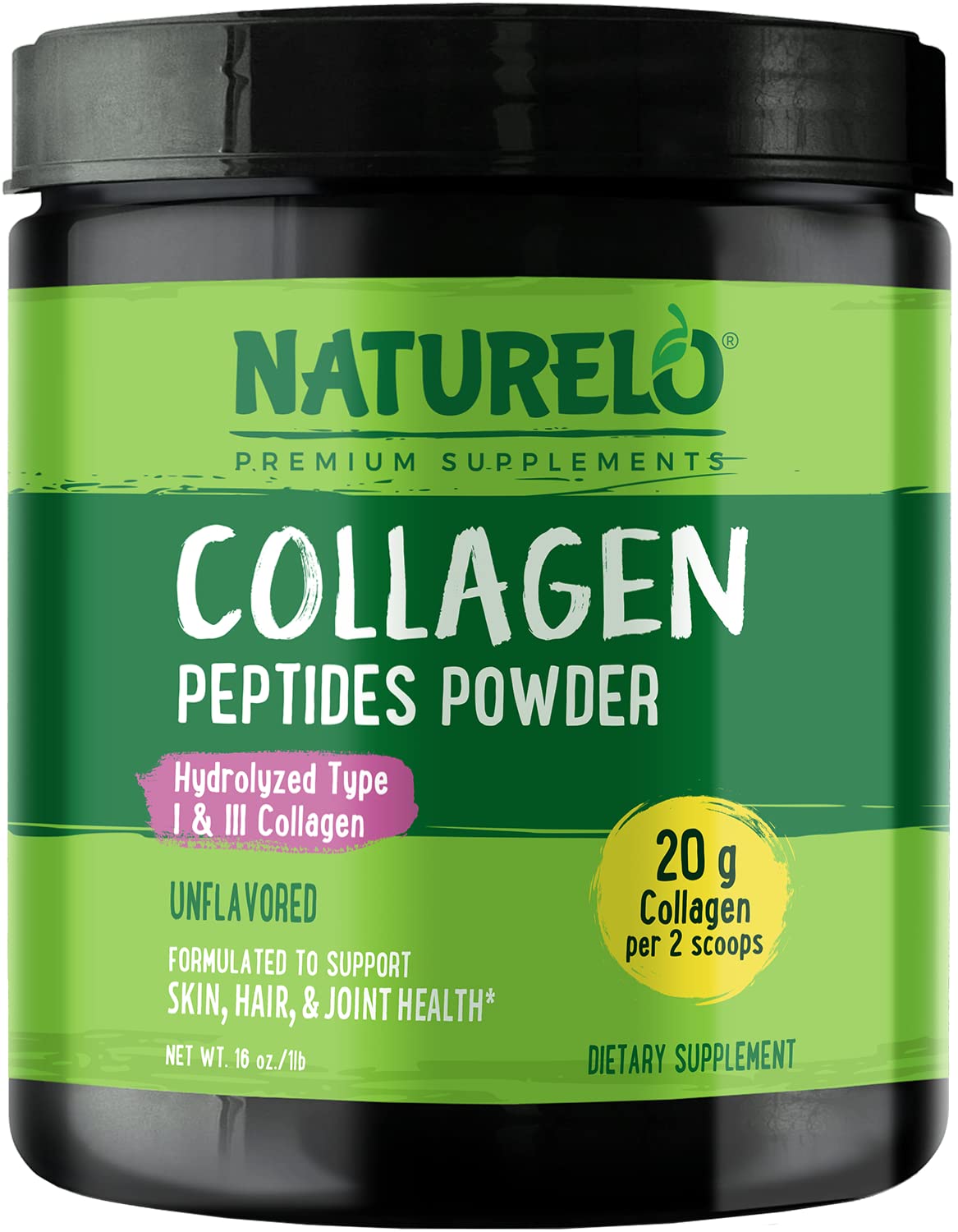 NATURELO Collagen Peptide Powder Hydrolyzed - 16 Oz