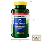 Spring Valley Vitamin D Supplement Softgels 2000 IU - 400 Softgels - image 7