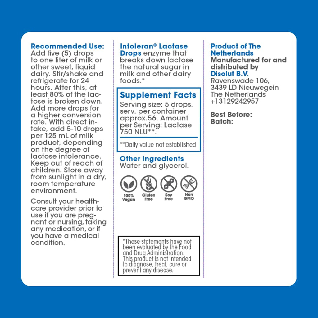 Intoleran Lactase Digestive Enzyme Drops - 14ml - image 9