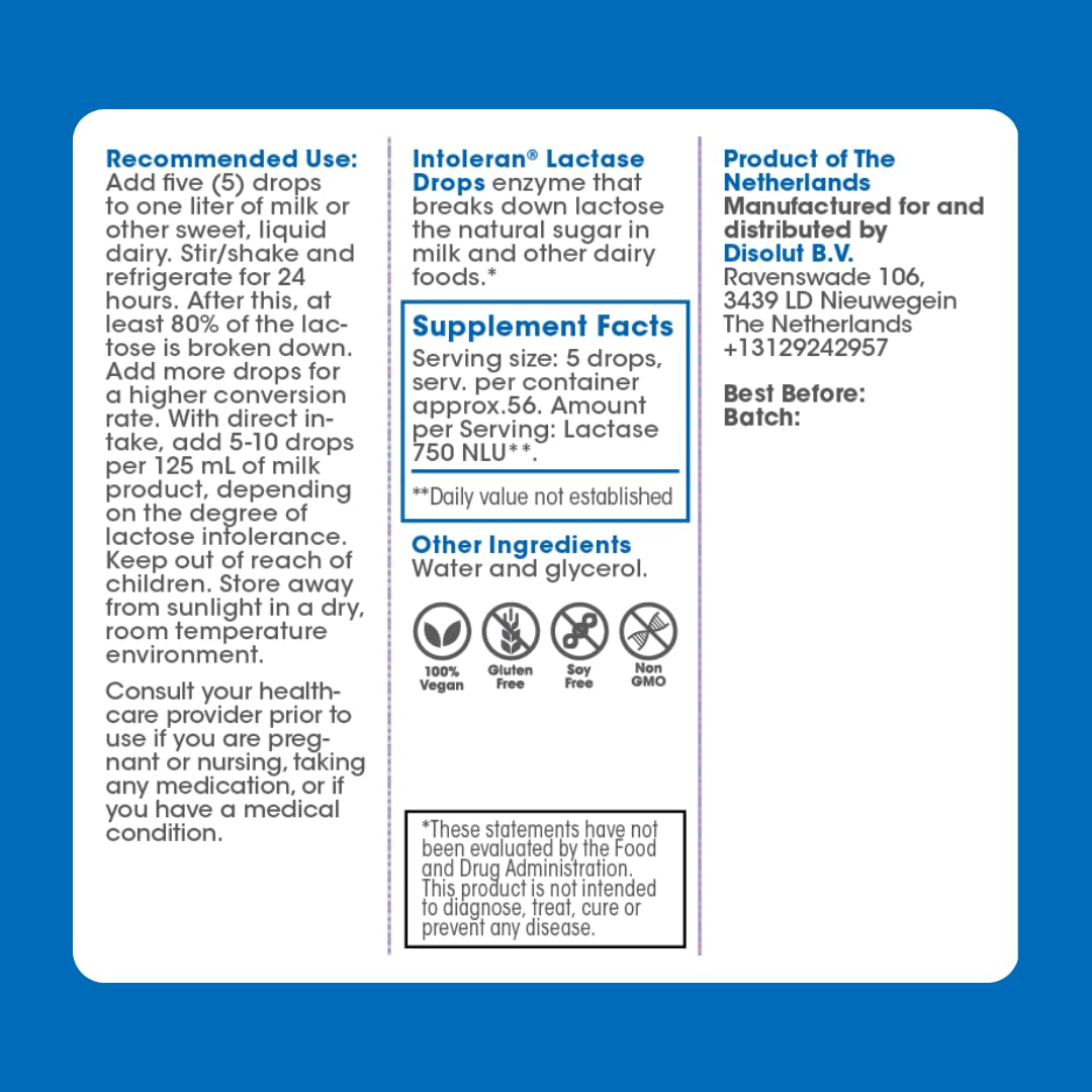 Intoleran Lactase Digestive Enzyme Drops - 14ml - image 9