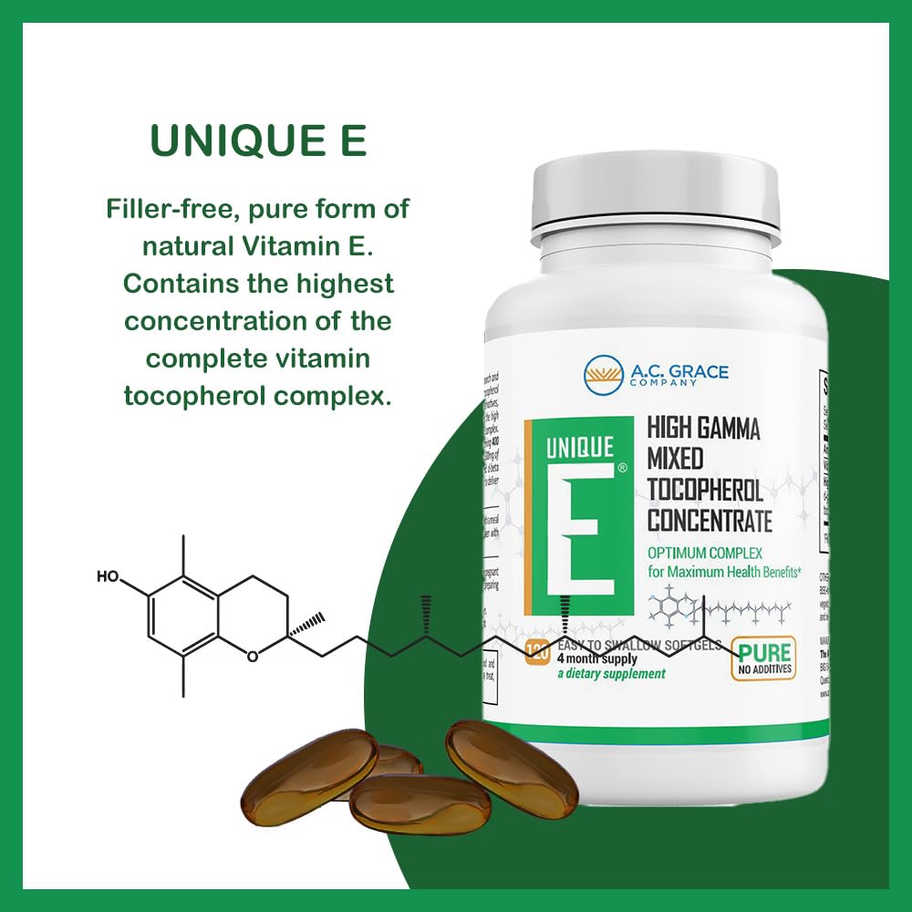 UNIQUE E Mixed Tocopherols Vitamin E - 120 Softgels - image 2