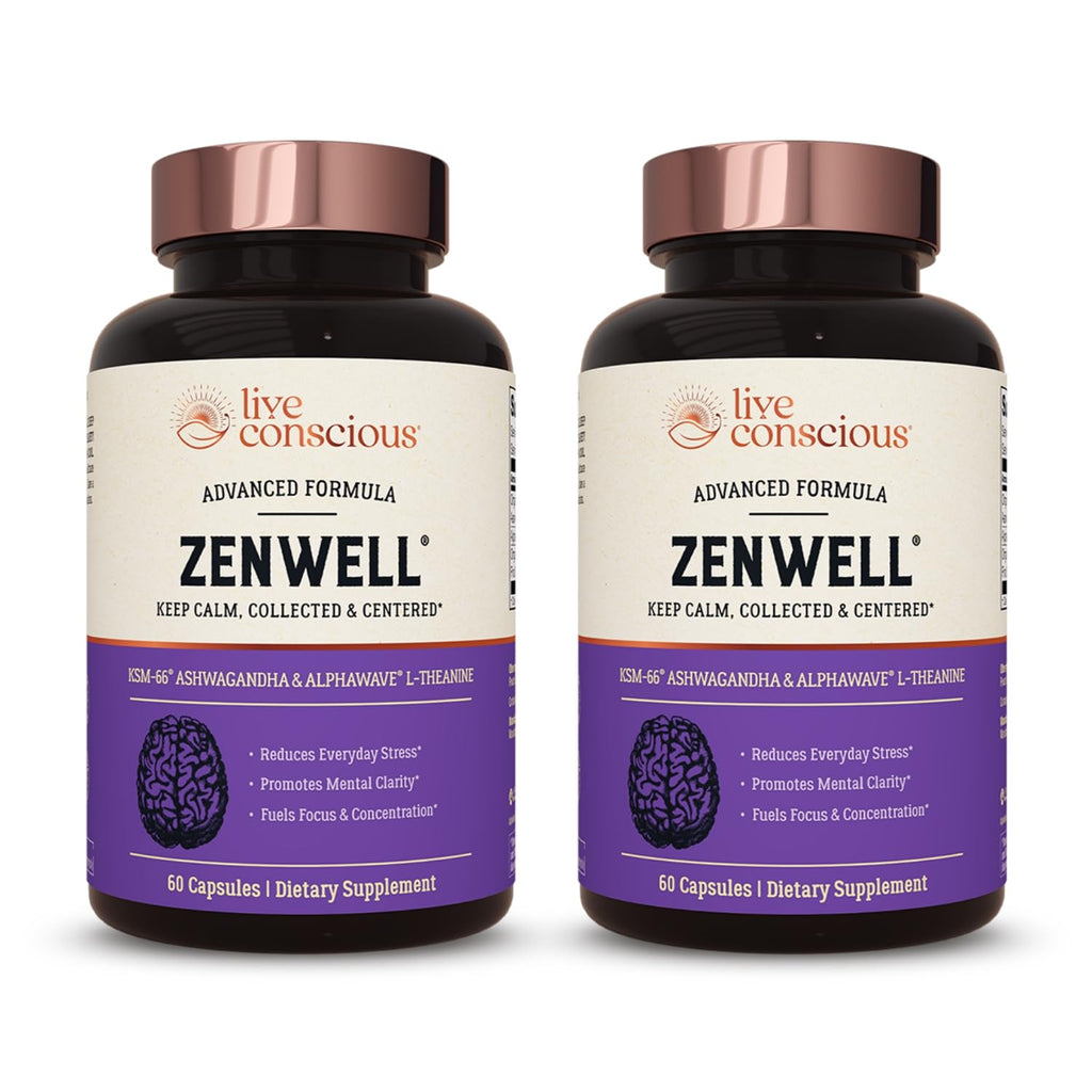 Live Conscious KSM-66 Ashwagandha with L-Theanine Stress Relief - 120 Capsules