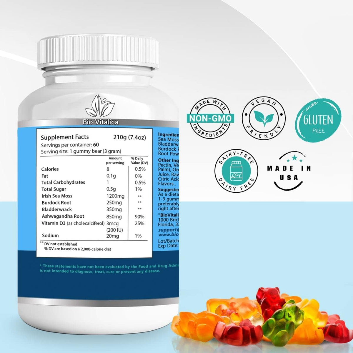 BIO VITALICA Sea Moss Ashwagandha Gummies for Women & Men