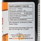 Sunshine Naturals Vitamin D3 10,000 IU - 100 Softgels - image 4