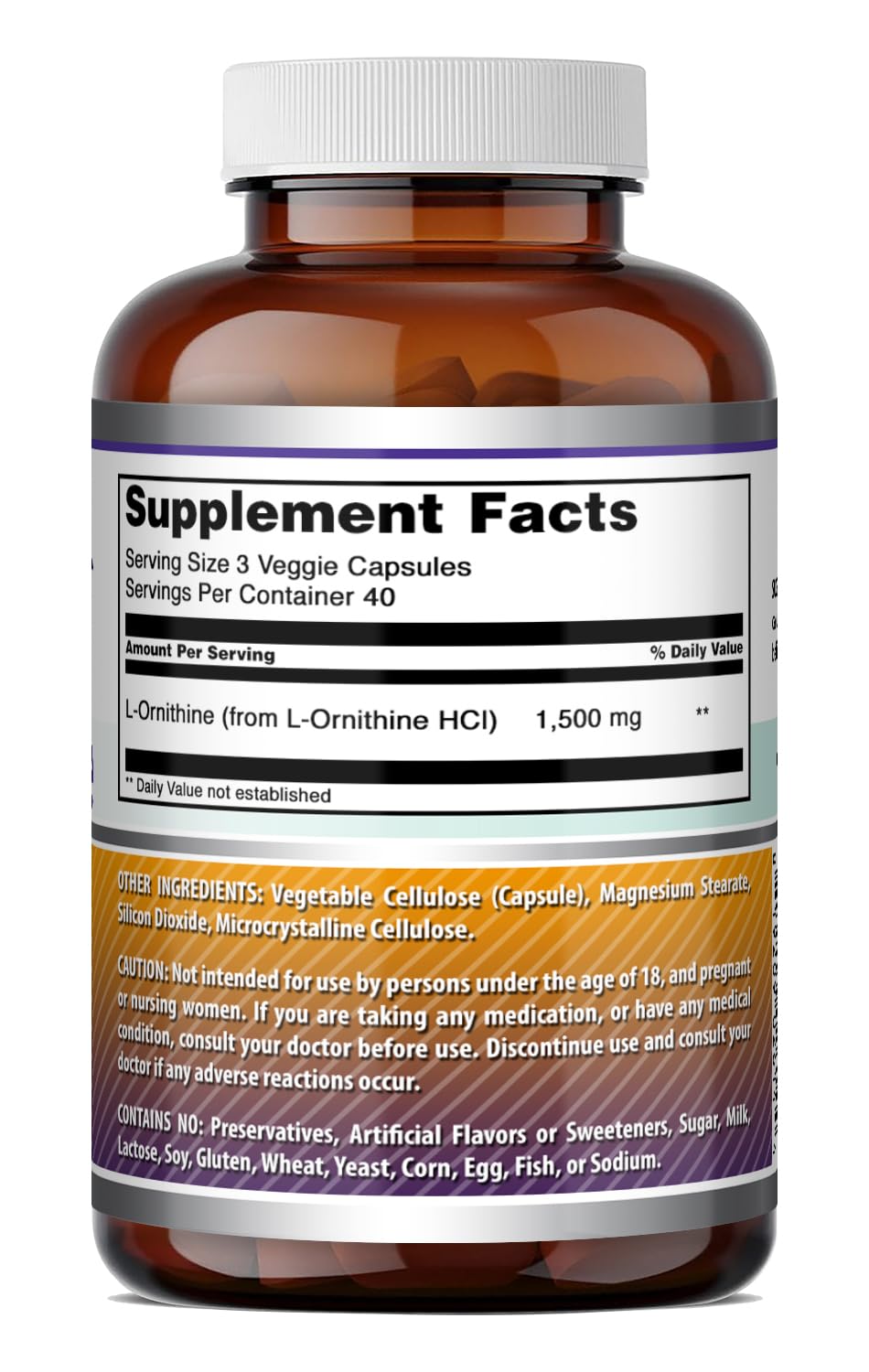 Amazing Formulas L-Ornithine 1500 mg Per Serving Veggie Capsules