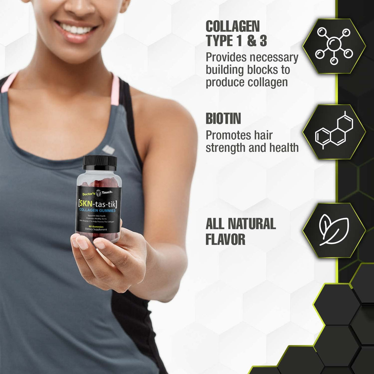Doctor's Touch SKNtastic Collagen Gummies for Skin - 60 Count - image 3