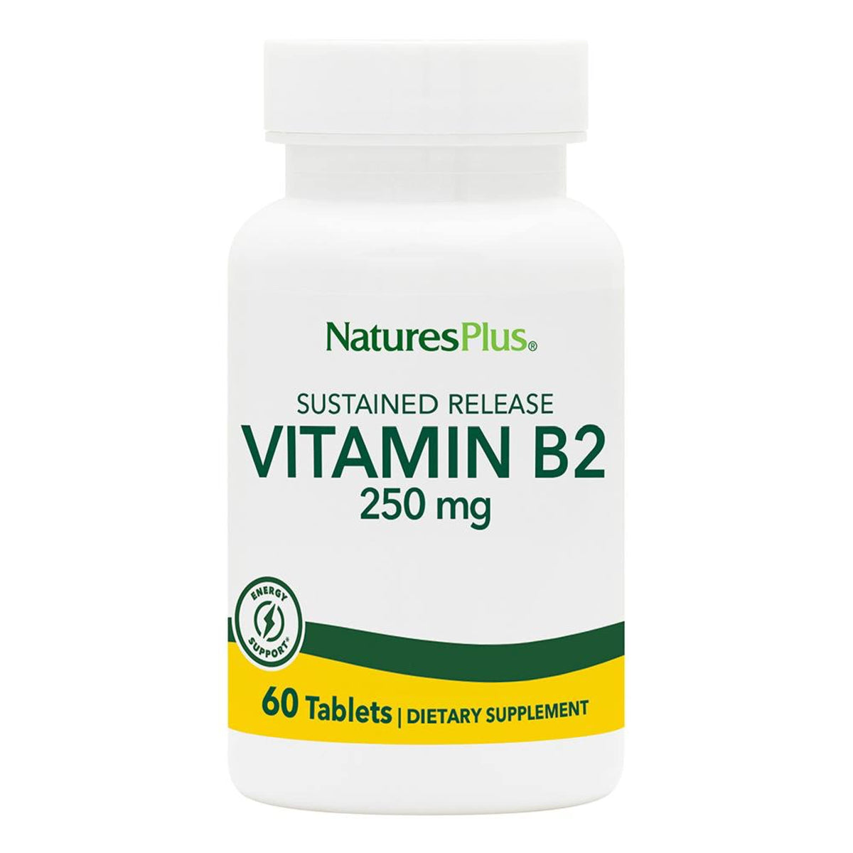 NaturesPlus Vitamin B2 250 mg Sustained Release - 60 Tablets