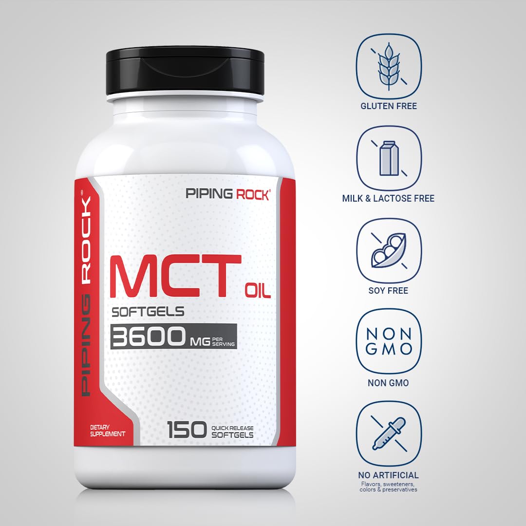 Piping Rock MCT Oil Softgel Capsules 3600mg - 150 Softgels - image 3