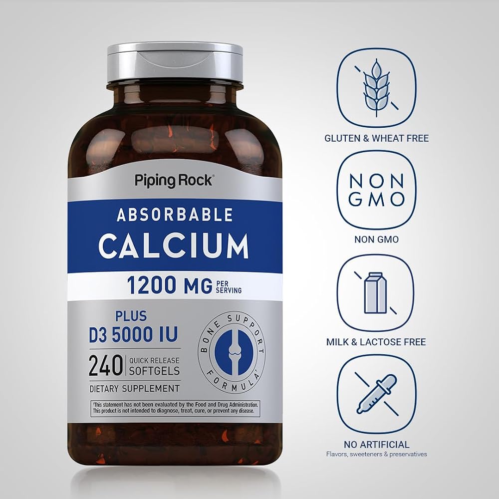 Piping Rock Calcium 1200 mg with Vitamin D3 - 240 Softgels - image 3