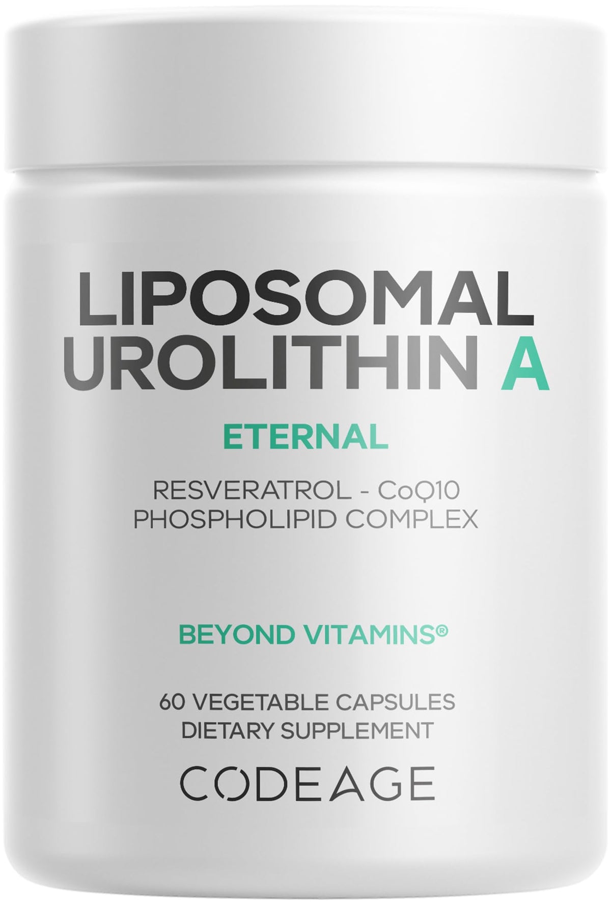 Codeage Liposomal Urolithin A 500mg with Resveratrol & CoQ10 - 60 Capsules