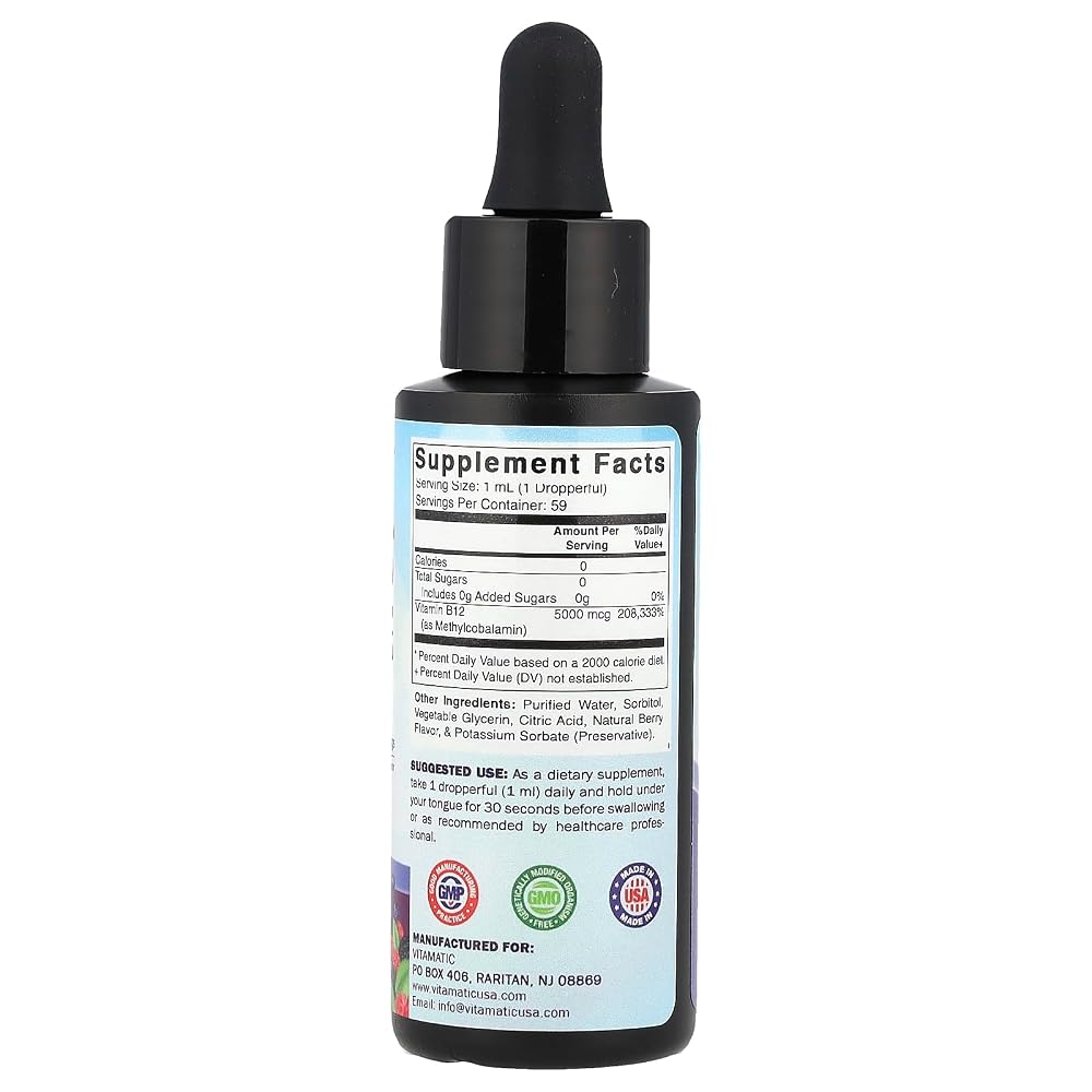 Vitamatic Vitamin B12 5000 mcg Liquid - 2 fl oz - image 2
