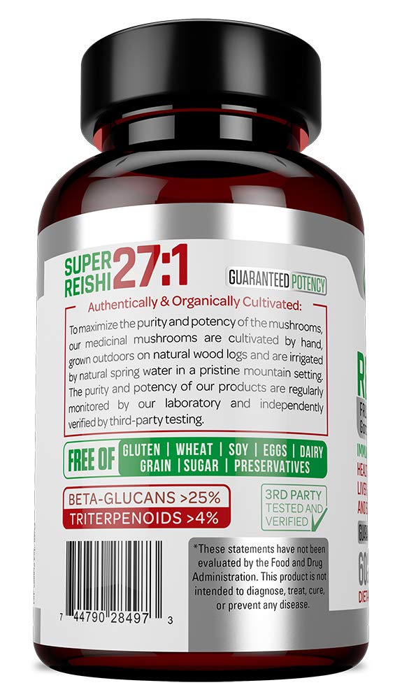 teraherbs Tera Herbs Organic Reishi Mushroom Extract - 60 Vegetarian Capsules - image 3