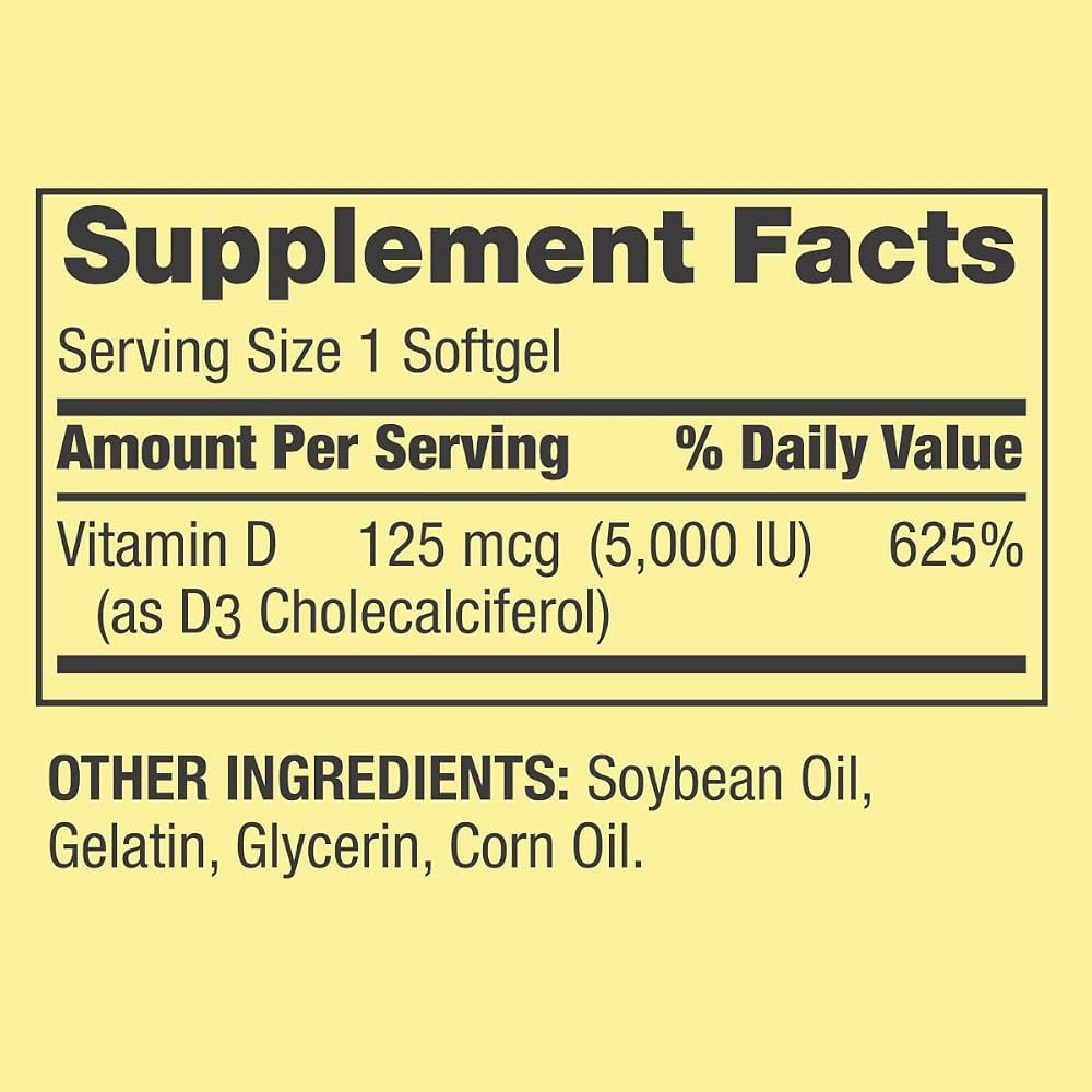 GoodDealsHouse Spring Valley Vitamin D3 5000 IU - 250 Softgels - image 5