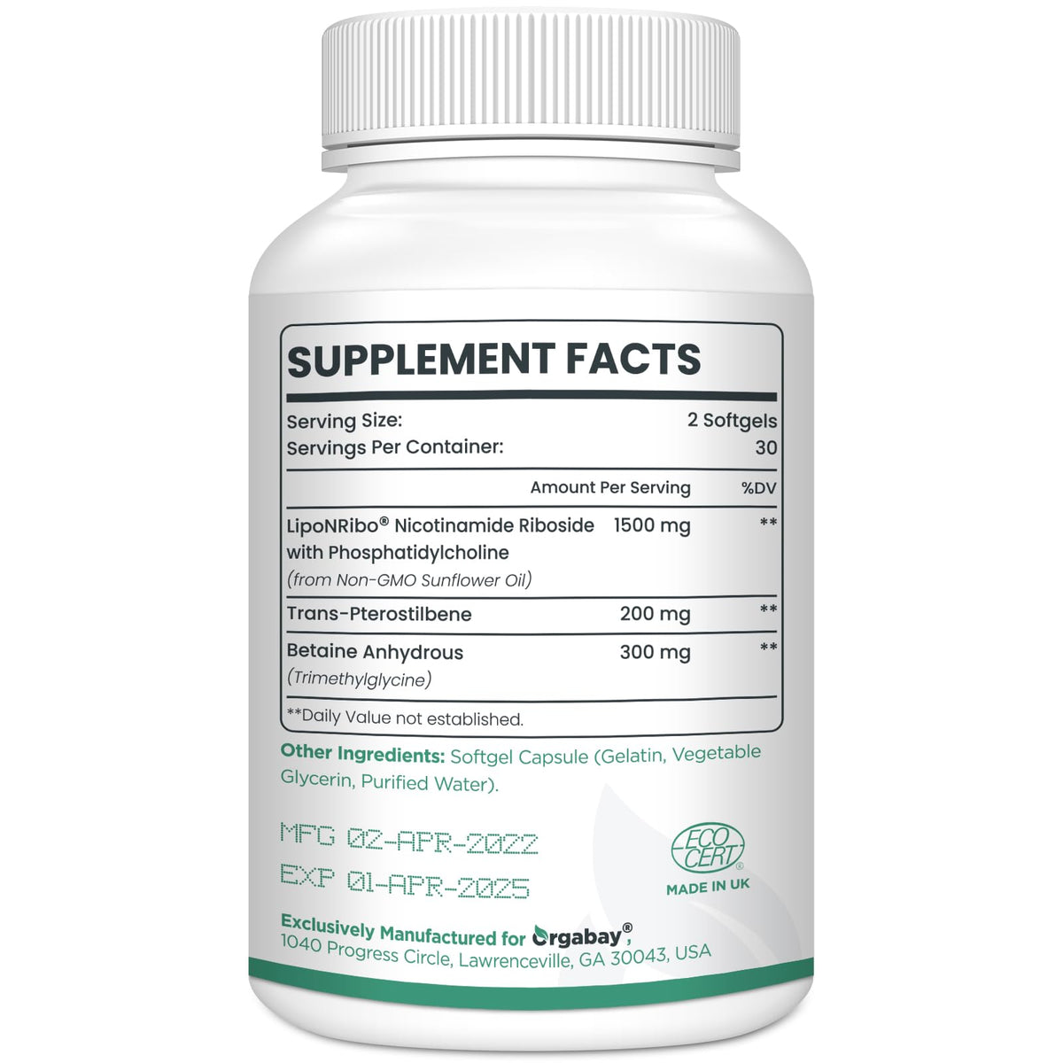 Orgabay Liposomal Nicotinamide Riboside 2000 MG with TMG