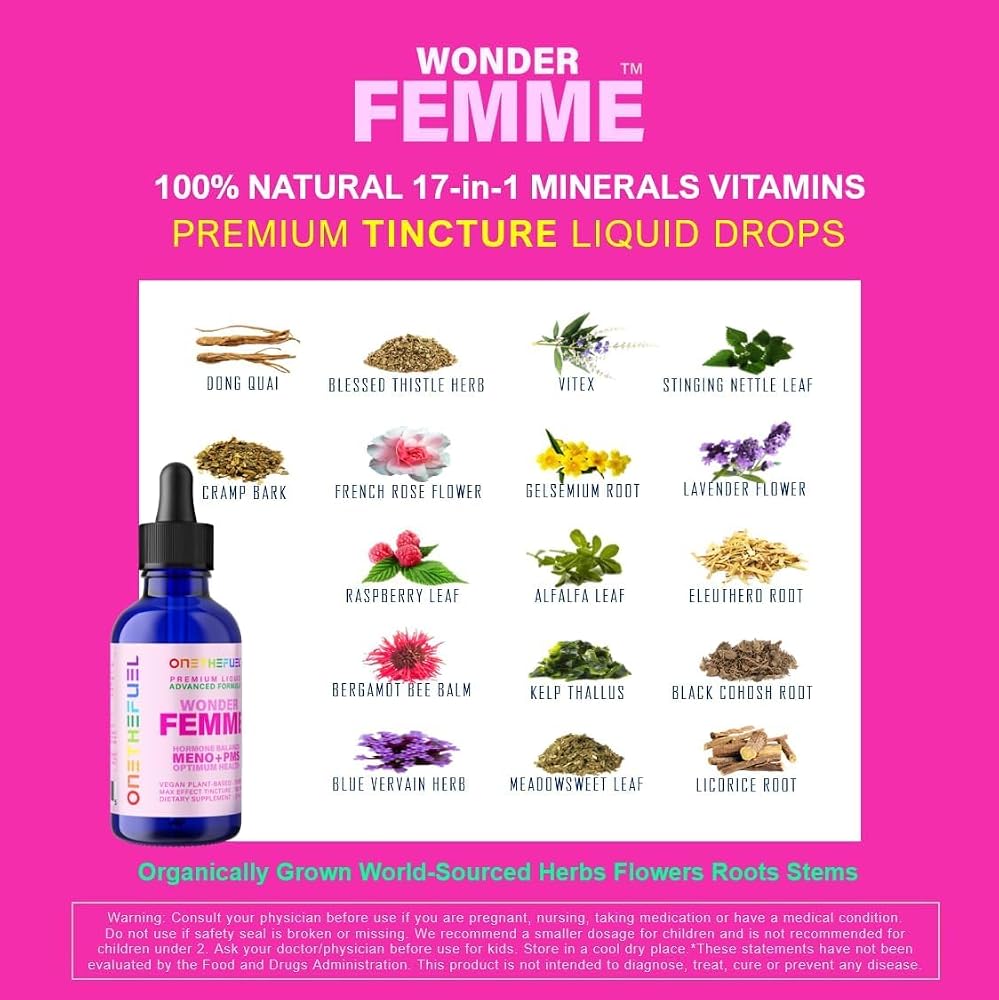 ONETHEFUEL Wonder Femme Plant-Based Hormone Balance Tincture - 2 Fl Oz - image 4
