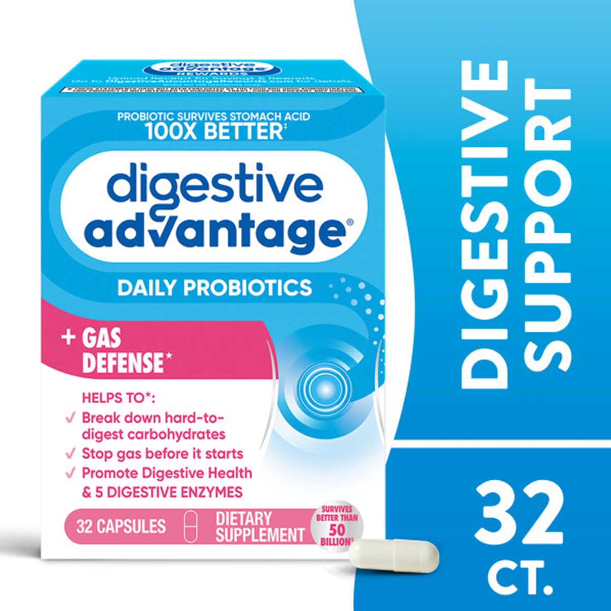 Digestive Advantage Fast Acting Enzymes + Probiotic - 32 Capsules - image 2