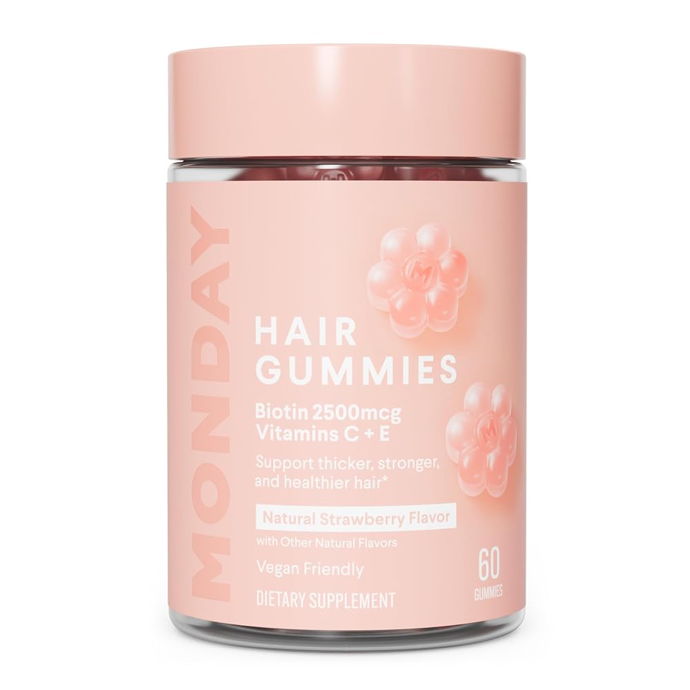 MONDAY HAIRCARE Hair Gummies with Biotin for Thicker, Stronger Hair - 60 Gummies