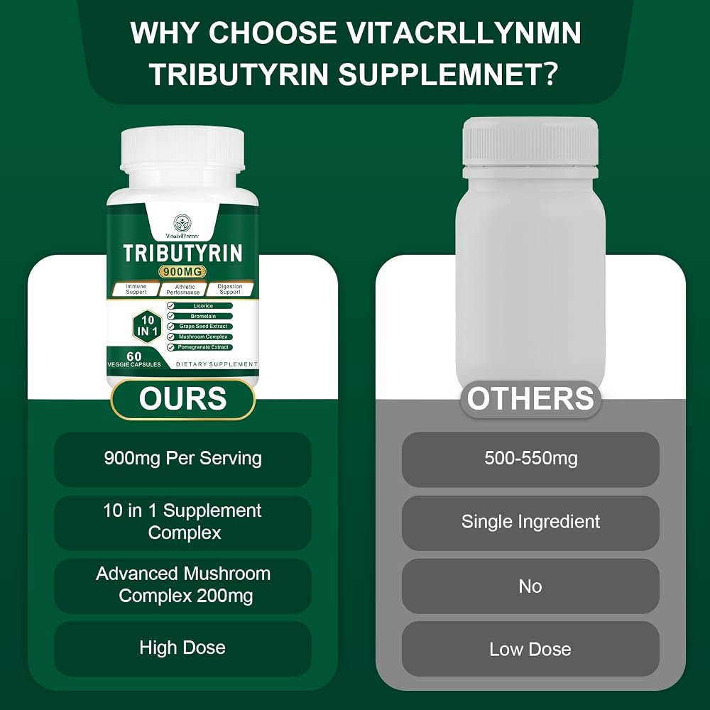 VITACRLLYNMN Tributyrin Supplement Gut Barrier Support - 60 Capsules - image 3
